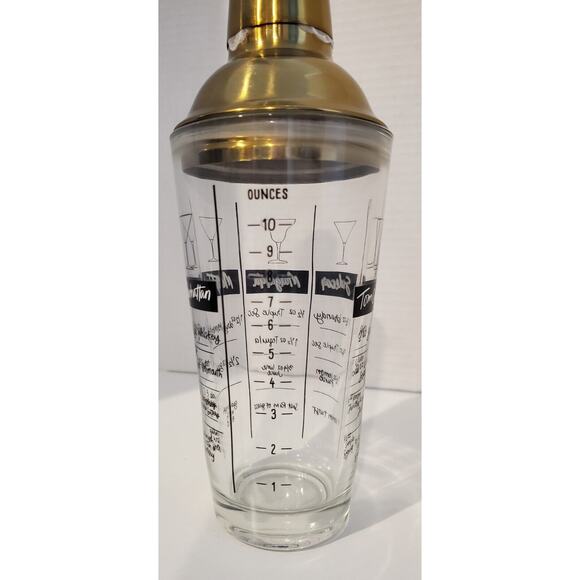 Glass Cocktail Shaker With Printed Recipes And Measurements - Picture 4 of 10